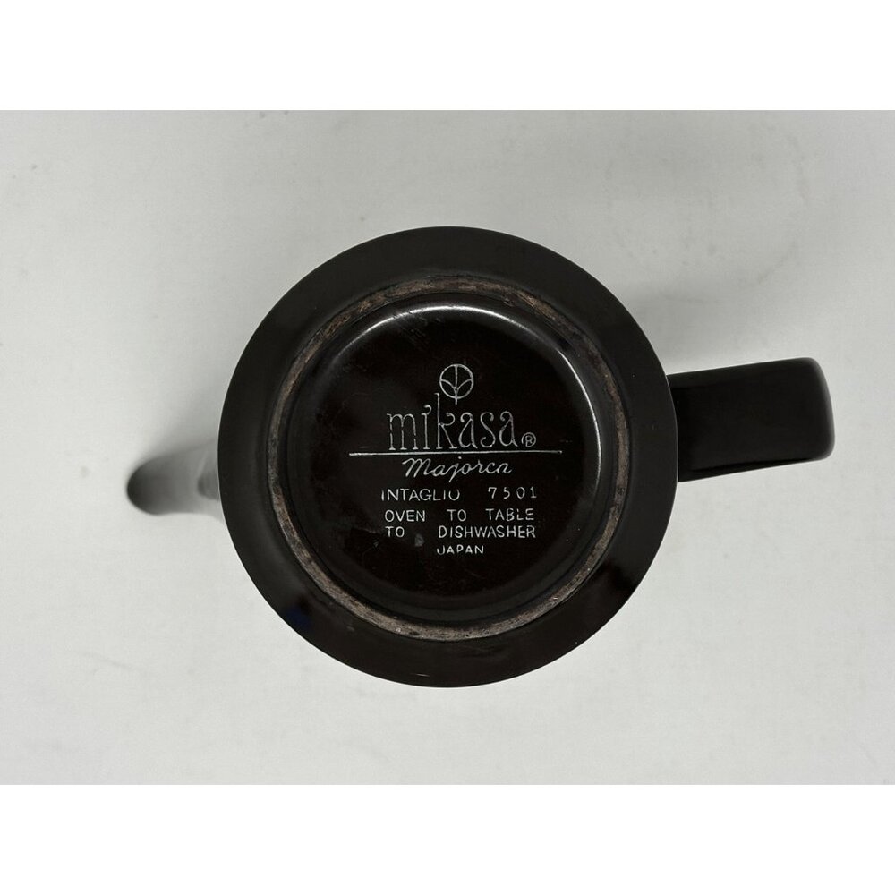 1970s MIKASA MAJORCA INTAGLIO COFFEE TEA POT w/LID 7501 Brown Stoneware Japan - Picture 9 of 12